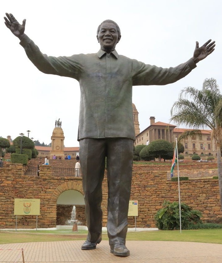 Large Nelson Mandela statue in front of the Union buildings in Pretoria, South Africa.