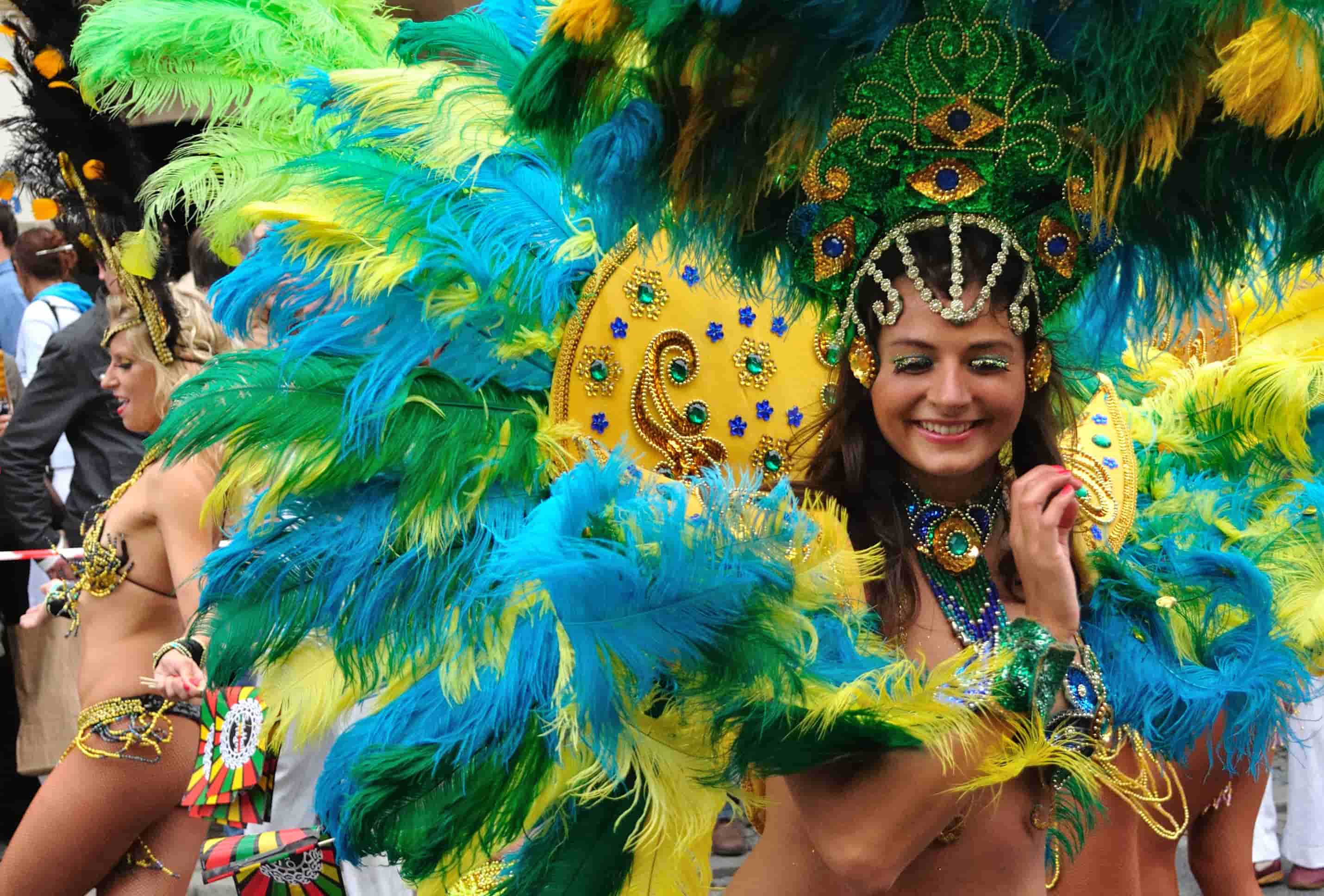 Rio Carnival festival colorful costume.