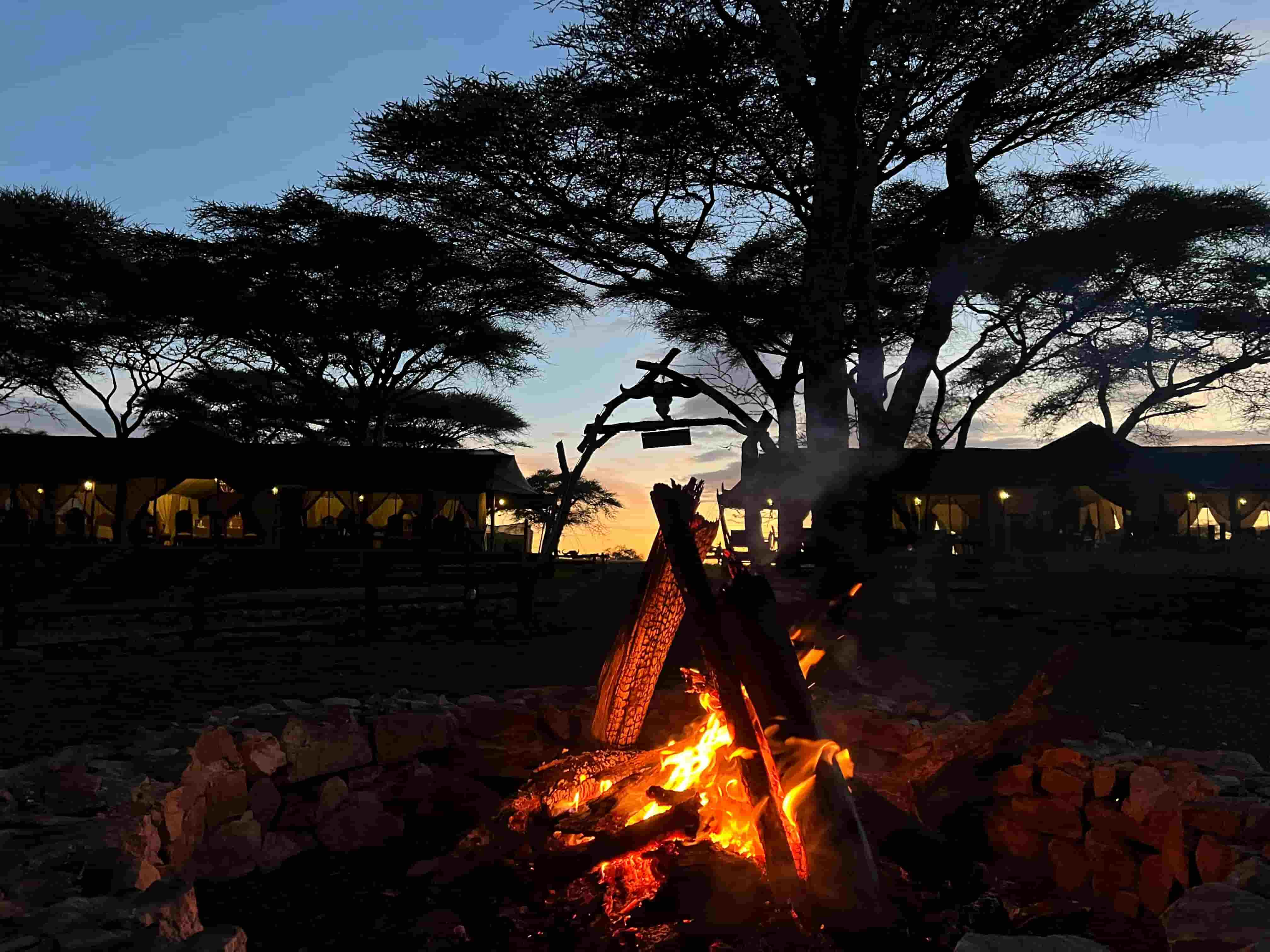 Sundowners at Ole Serai Camp, Serengeti.