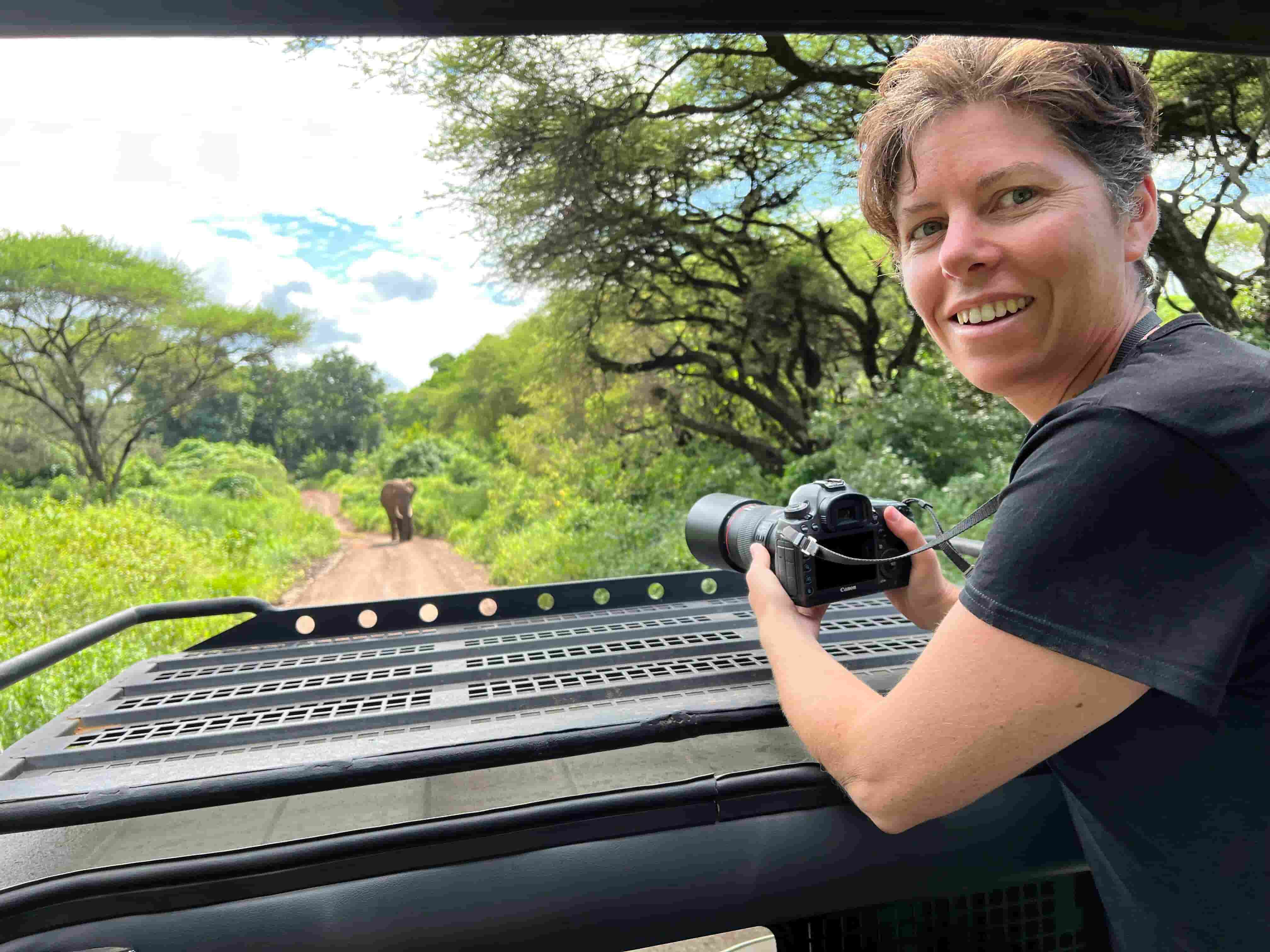 Tara from Viva capturing an elephant during game drive.