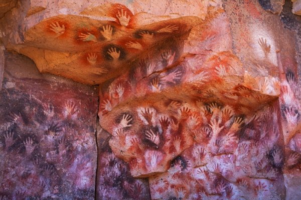 Cave painting hands in Argentina South America