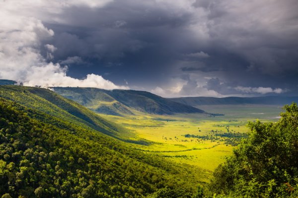 Clouds and rains roll in Ngorongoro Crater
