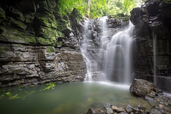 Waterfall deep in the jungles of the Amazon Rainforest, Ecuador