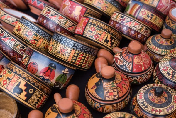 Colourful Peruvian pottery
