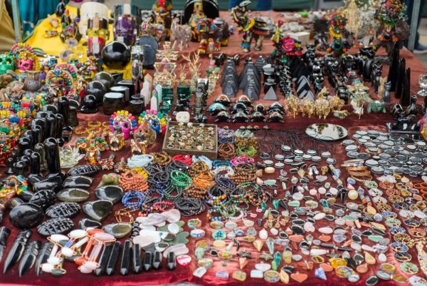 Shopping for curios in Livingstones Artist Village