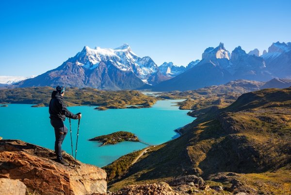 Lake Pehoe in Torres del Paine National Park, Patagonia