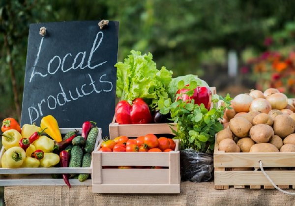 Local products on a farmers market