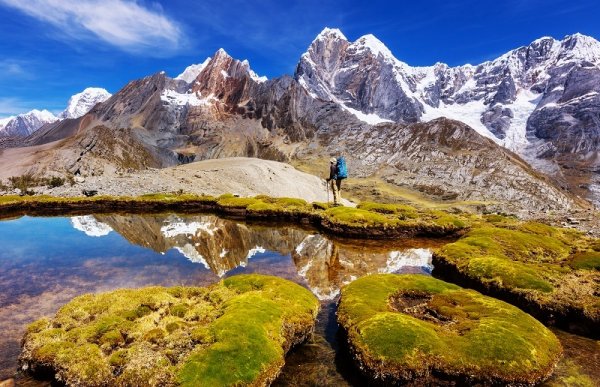 Walking in Huaraz in beautiful nature, Peru