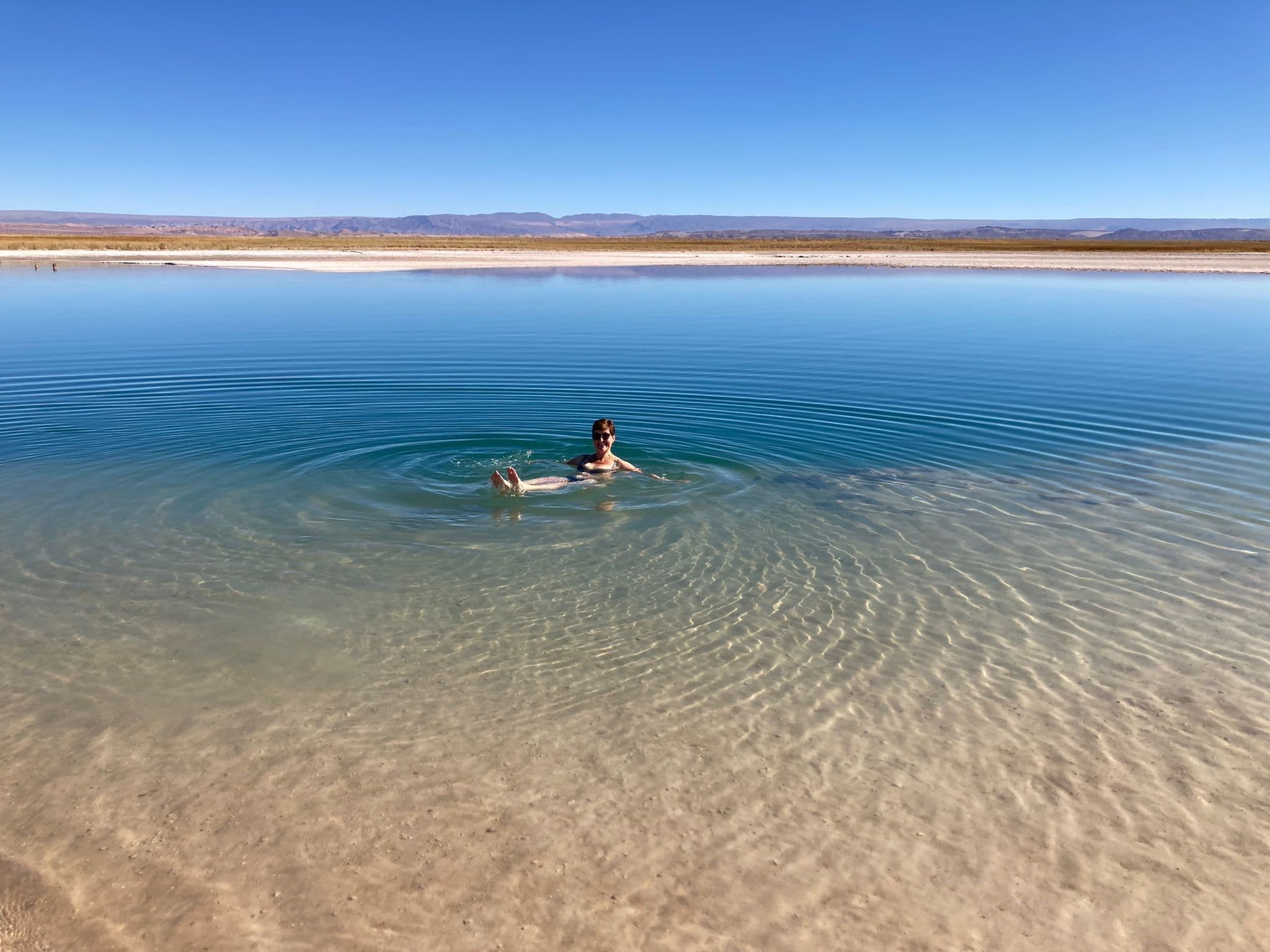 Viva’s Destination Specialist Pia Knarston enjoying a float in Chile’s Laguna Cejar.
